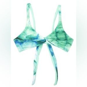 Serei Swim Women's Green Tie Dye Bikini Top Crisscross Back Swimwear